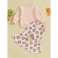 thumbnail image 5 of Infant Baby Girl Halloween Clothes Fall First Pumpkin Letter Long Sleeve Knit Sweatshirt Flare Pants Trendy Outfit, 5 of 9