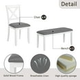 thumbnail image 2 of UHOMEPRO 6 Piece Dining Table Set with Bench and Chairs, Dining Room Set for 6, Rectangular Wooden Dining Table with 4 Upholstered Chairs and Bench, Dining Room Set for Kitchen, White+Gray, 2 of 13
