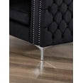 thumbnail image 5 of Modern Black Velvet 86" Sofa with Button Tufting and Chrome Legs, 5 of 5