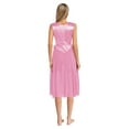 thumbnail image 4 of YiZYiF Praise Dance Tunic for Women Liturgical Dancewear Sleeveless Round Neck Overlays Worship Dress Pink S, 4 of 7