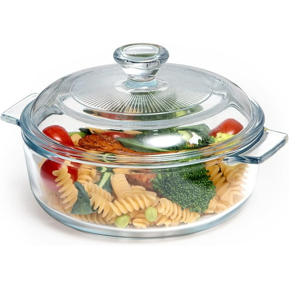 Mini Glass Casserole Dish with Lid Oven Safe Covered Round Casserole Dish 6" Glass Microwave Bowls With Lid Microwavable Cookware (26oz-Mini)