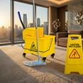 thumbnail image 3 of Spaco 21 Quart Mop Bucket Side Press Wringer on Wheels With Panel, Collapsible Mop Bucket on Wheels for Industrial Mop Cleaning, 3 of 7