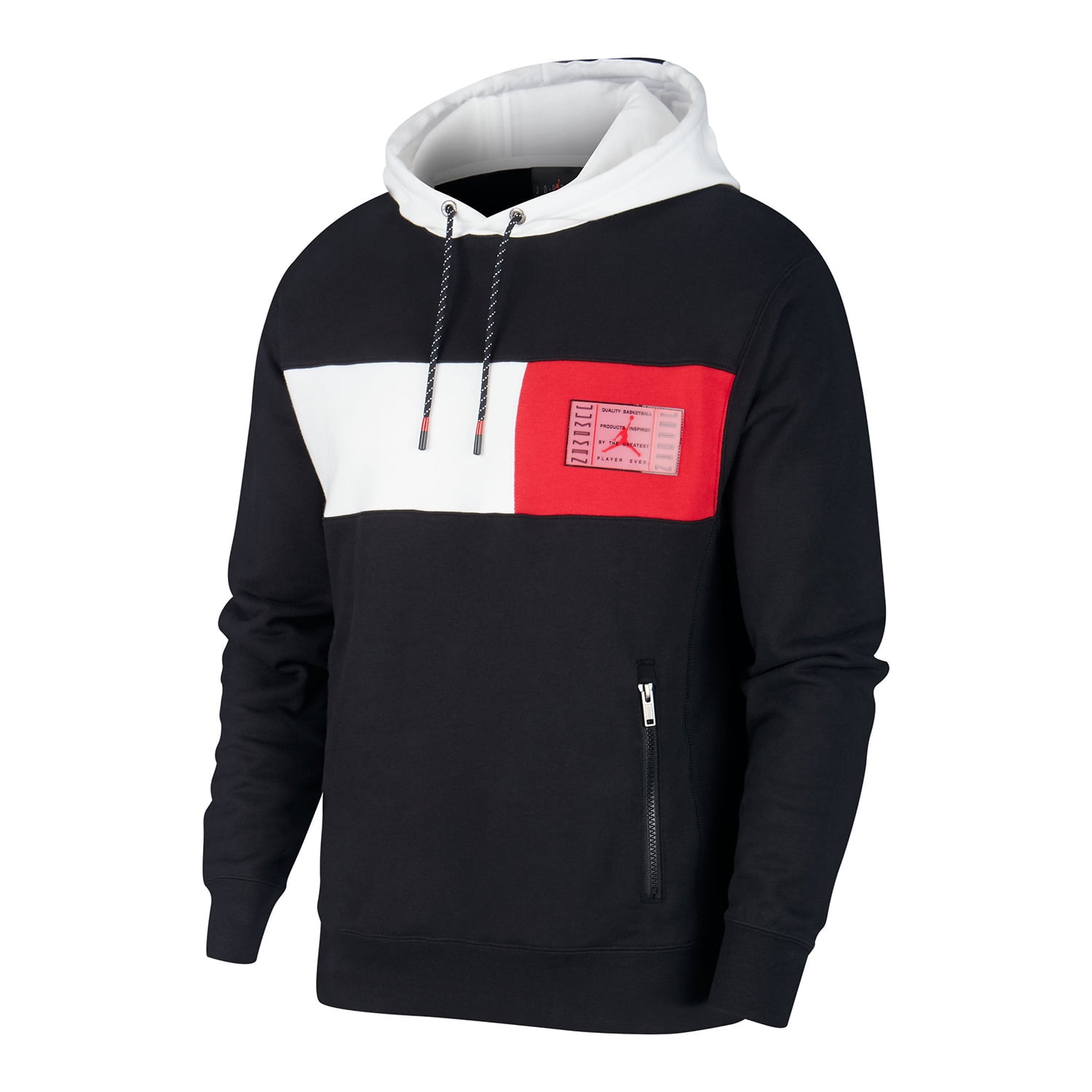 Pullover Hoodie Black-Gym Red-White 