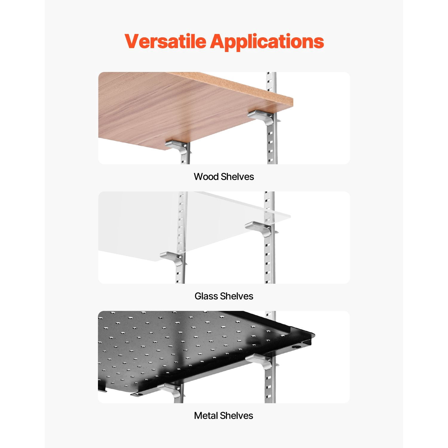 Shelf Clips for Horizontal Slotted Rails 0.67x0.88x1.57in, Adjustable Metal Shelf Support Clips, Secure Seamless Fit for Wire Shelving Storage