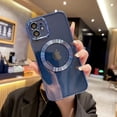 thumbnail image 6 of for iPhone 12 Case Magnetic Clear with Camera Lens Protector Full Protection MagSafe Electroplated Silicone Dust-Proof Net Shockproof Protective Case Cover 6.1 Inch - Blue, 6 of 11