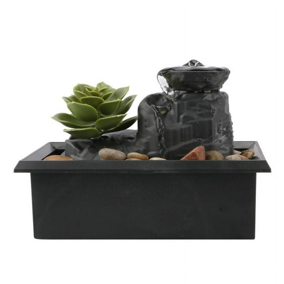SDNall Desktop Water Feature with Water Table Pump, Decorative Night Light, Led Night Light, Submersible Pump and Natural Stone Accents for Relaxing Ambiance