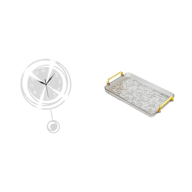 Reloj De Pared Acrílico Con Números Grandes Y Movimiento Silencioso Para Cocina, Estudio, Estilo Rústico, Con Bandeja Para Mesa De Centro Y Asa Para Guardar Joyas, Ideal Para Comedor,