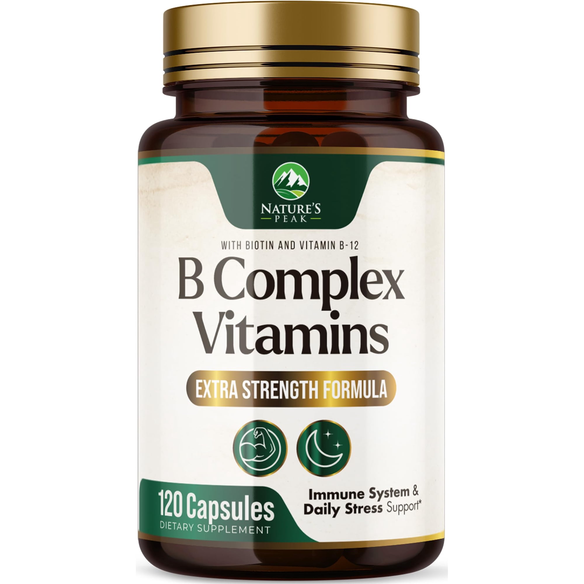 B Complex Vitamin - Super B Vitamins with Vitamin C & Folic Acid for Cellular Energy & Immune Support - Vitamin B Supplement With B1, B2, B3, B6 & B12 for Women & Men, Bottled in USA - 120 Capsules