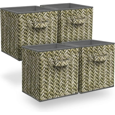 Sorbus Collapsible Fabric Storage Bin - 4 Piece Set with Handles – Foldable Organizer Cubes for Closet - Cubby Basket with Woven Design - Bedroom, Living Room, and Dorm Organization