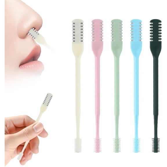5PCS Nose Hair Trimmer for Women, 2-in-1 Professional Nostril Hair Remover Tool with 360° Rotating Stainless Steel Blade