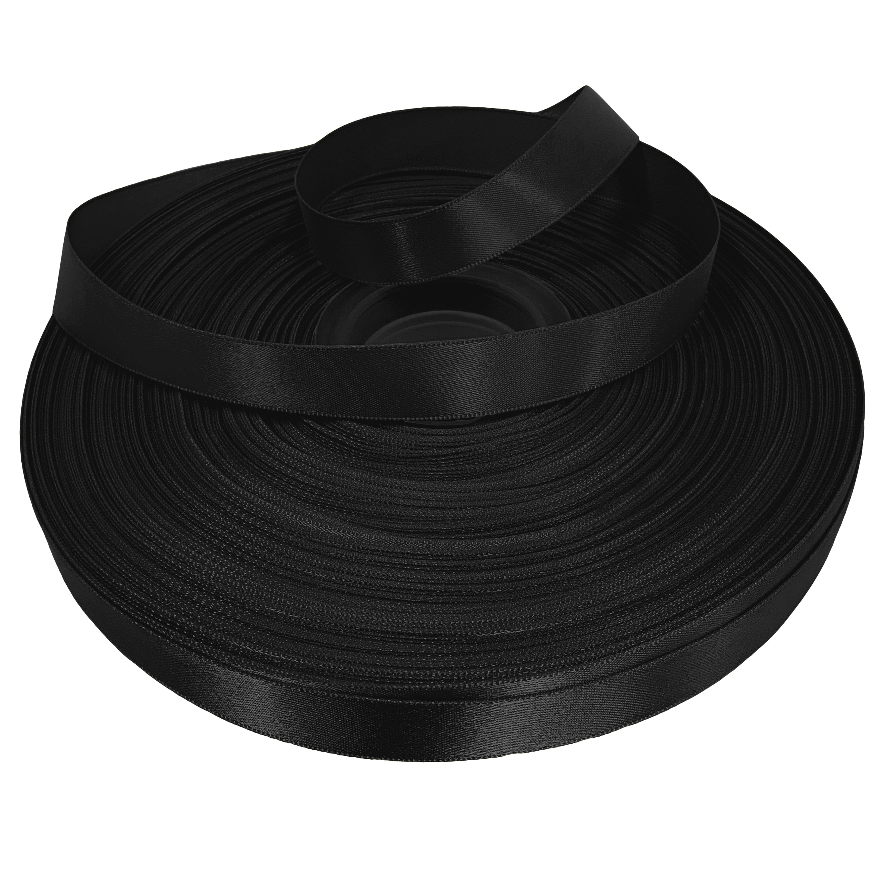 Black Single Face Satin Ribbon, 5/8" x 100 Yards by Gwen Studios