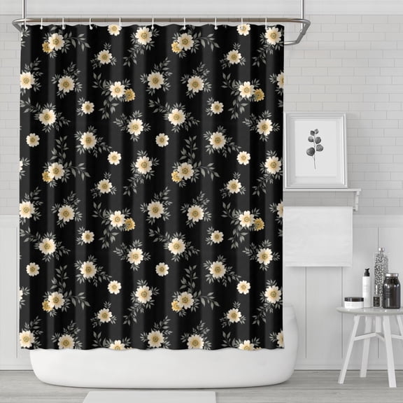 Pioneer Flower Floral Print Pattern Shower Curtain 84"x72", Bathroom Decorative Shower Curtain Set with 12 Hooks, Waterproof Washable