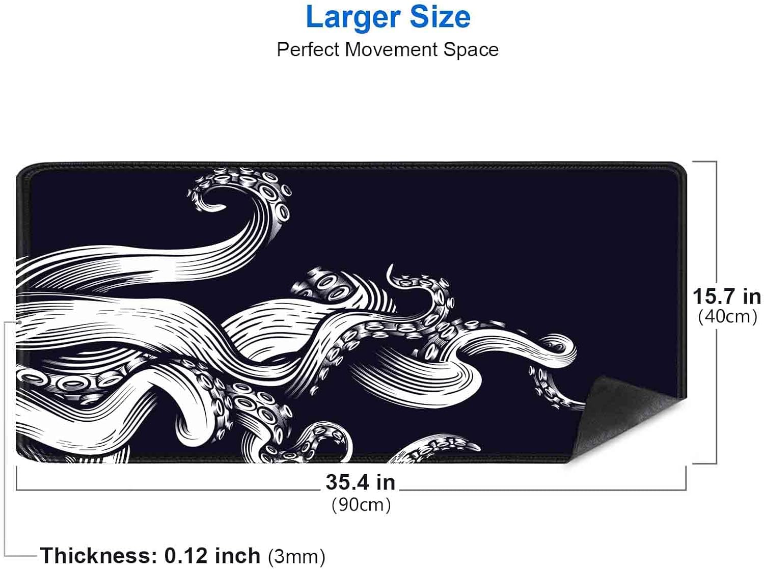 Large Mouse Pad (35.4x15.7 in), Desk Mat, Full Desk XL XXL Extended Gaming Mousepad, Big Keyboard Pad for Desktop, Laptop Computer Accessories - Black and White