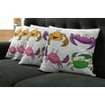 thumbnail image 2 of Ambesonne Cartoon Throw Pillow Cover 4 Pack, Funny Crabs Pattern, 20", Purple Fern Green, 2 of 6