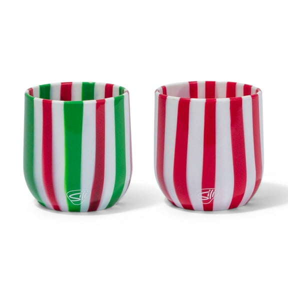 Silipint: Silicone Wine Glasses: 2 Pack - Peppermint & Poinsettia - Unbreakable, Holiday & Christmas Gift, Dishwasher-Microwave-Freezer-Oven Safe