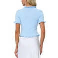 thumbnail image 3 of INSPIRE CHIC Cropped Cardigan for Women's Open Front Ruffle Knit Shrugs L Light Blue, 3 of 6