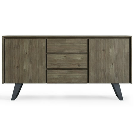 Simpli Home - Lowry Modern Industrial Acacia Wood And Metal 2-Door 3-Drawer Sideboard - Distressed Gray