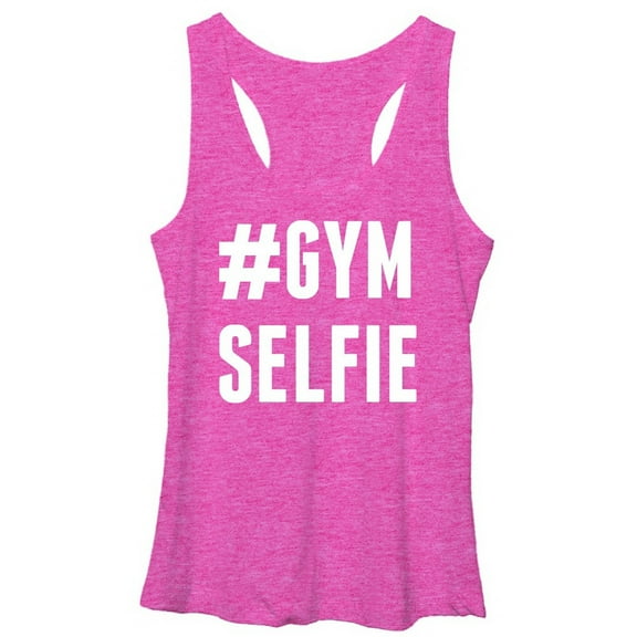 Women's CHIN UP Gym Selfie Racerback Tank Top Pink Heather Large