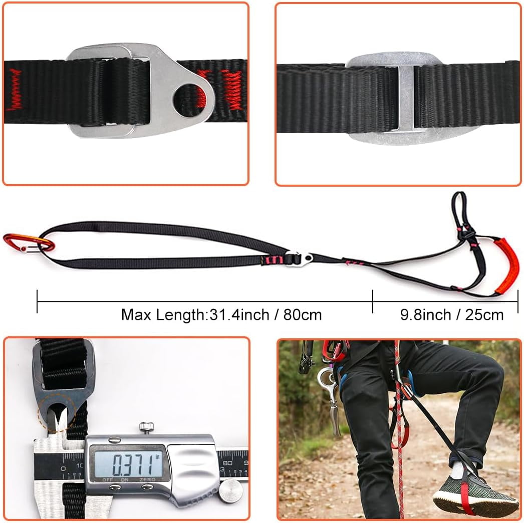 Foot Ascender Loop for Tree Climbing Arborist, Adjustable Foot Loop with Stainless Steel Buckle, Reinforced Polyester Strap for SRT Tree Climbing Gear, Rope Ascender Accessory