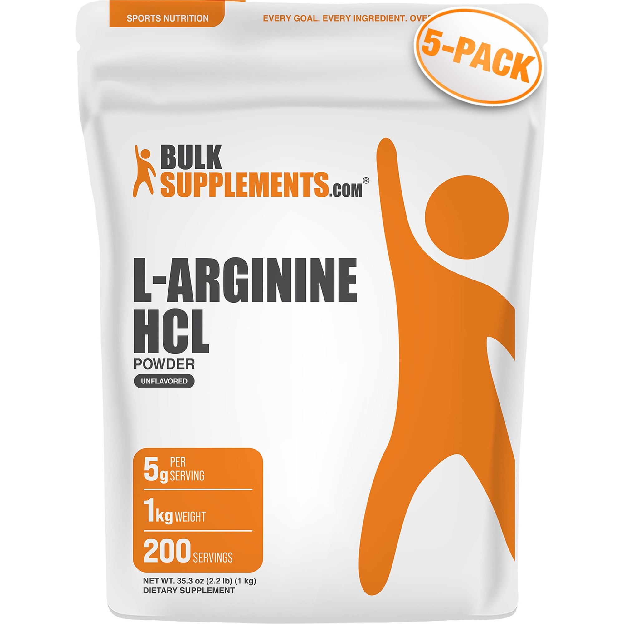BulkSupplements L-Arginine HCl Powder - Arginine Supplement, Amino Acid Supplement - Unflavored, 5kg (11 lbs)