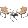 thumbnail image 1 of Gymax Ensemble de Conversation 3 Pcs Chaise et Table d'Extérieur en Métal Dessus en Verre Trempé pour Patio, 1 of 7