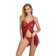 thumbnail image 4 of VISgogo Conjunto de dos piezas de lencería para mujer, vestido transparente con cuello en V y estampado floral Bragas de color sólido para mujer VISgogo moda, 4 of 8