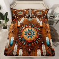 thumbnail image 2 of Feelyou Brown Dreamcatcher Full Size Sheets, Hippie Tribal Triangle Bed Sheets, Southwestern Style Sheet Sets, Lightweight Room Decor, 4pcs, 2 of 7