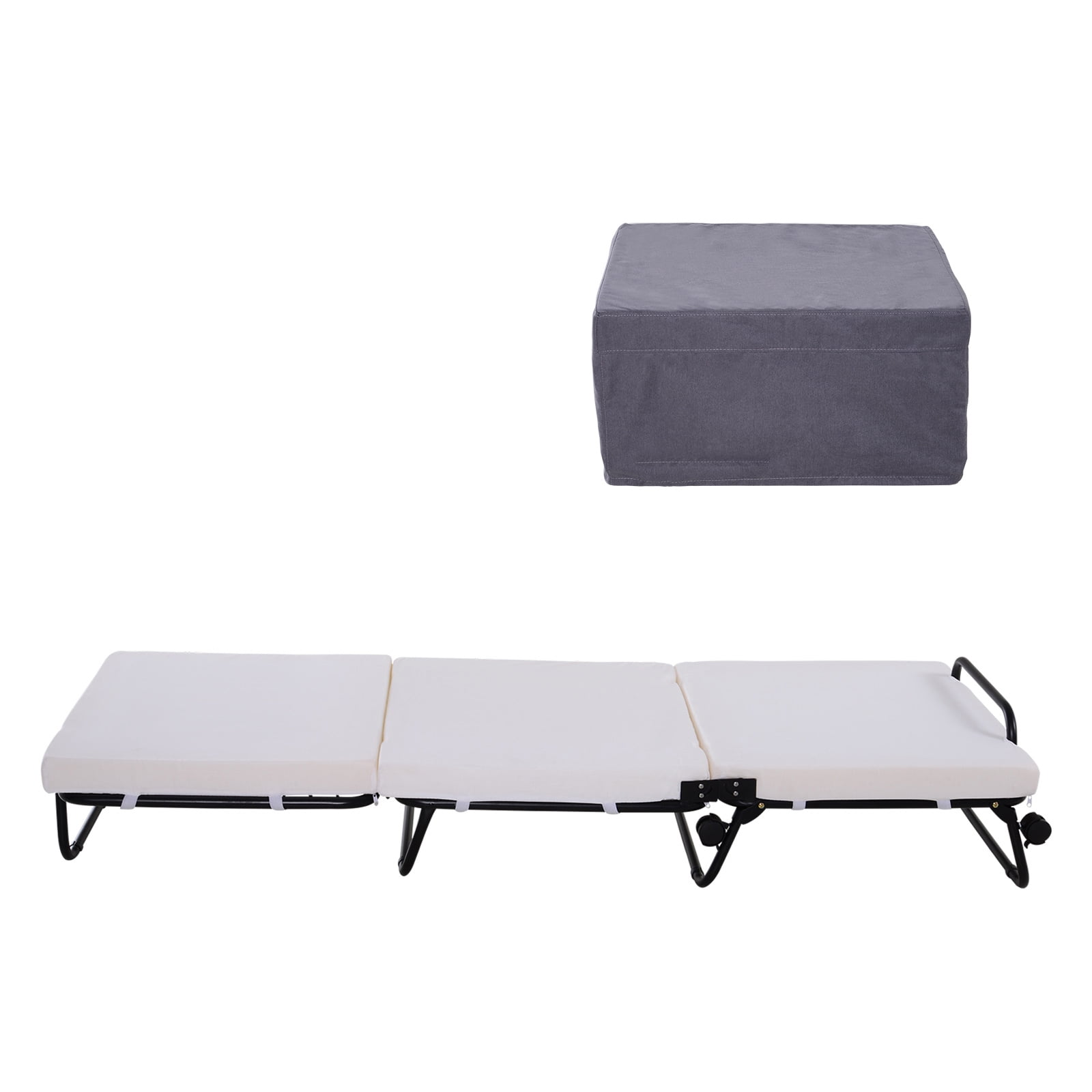 pic Convertible Twin Bed Bench Sleeper homcom twin size folding convertible sleeper bed ottoman with slipcover grey walmart com