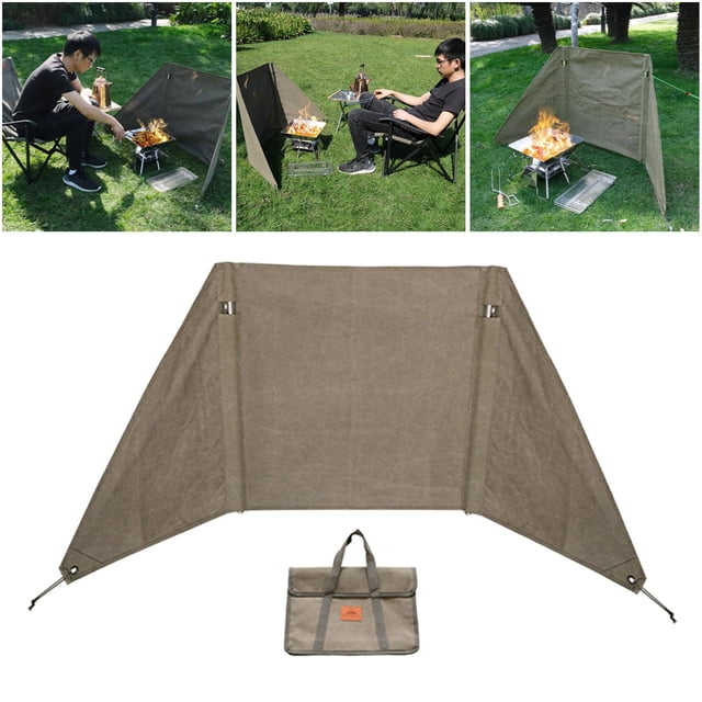 Estufa de Camping Escudo de Viento Portátil Plegable Quemador de Gas de Leña Estufa Lona Parabrisas Pantalla de Protección Contra Incendios Equ Baoblaze parabrisas de la estufa del campamento
