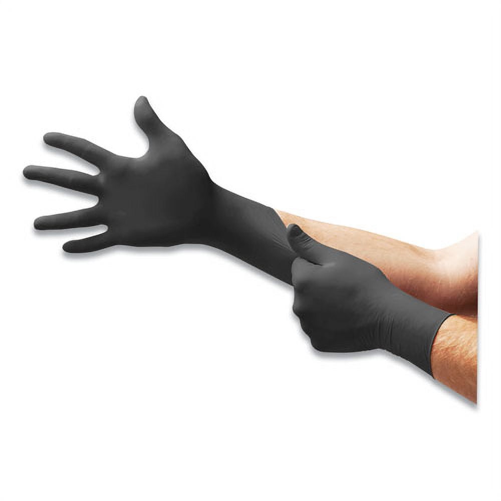 Microflex Midknight Powder-Free Nitrile Gloves, 4.7 Mil Palm, 5.9 Mil Fingers, 2x-Large, Black, 100/box | Bundle of 5 Boxes