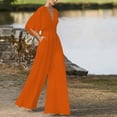 thumbnail image 2 of HXWCHs Combinaisons Amples pour Femmes Grande Taille Combinaison à Manches Longues Col en V Profond Taille Haute Jambes Larges Mode Décontractée m Rouge, 2 of 4