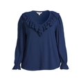 thumbnail image 5 of Terra & Sky Women's Plus Size Smocked Cuff Ruffle Tee, 5 of 5