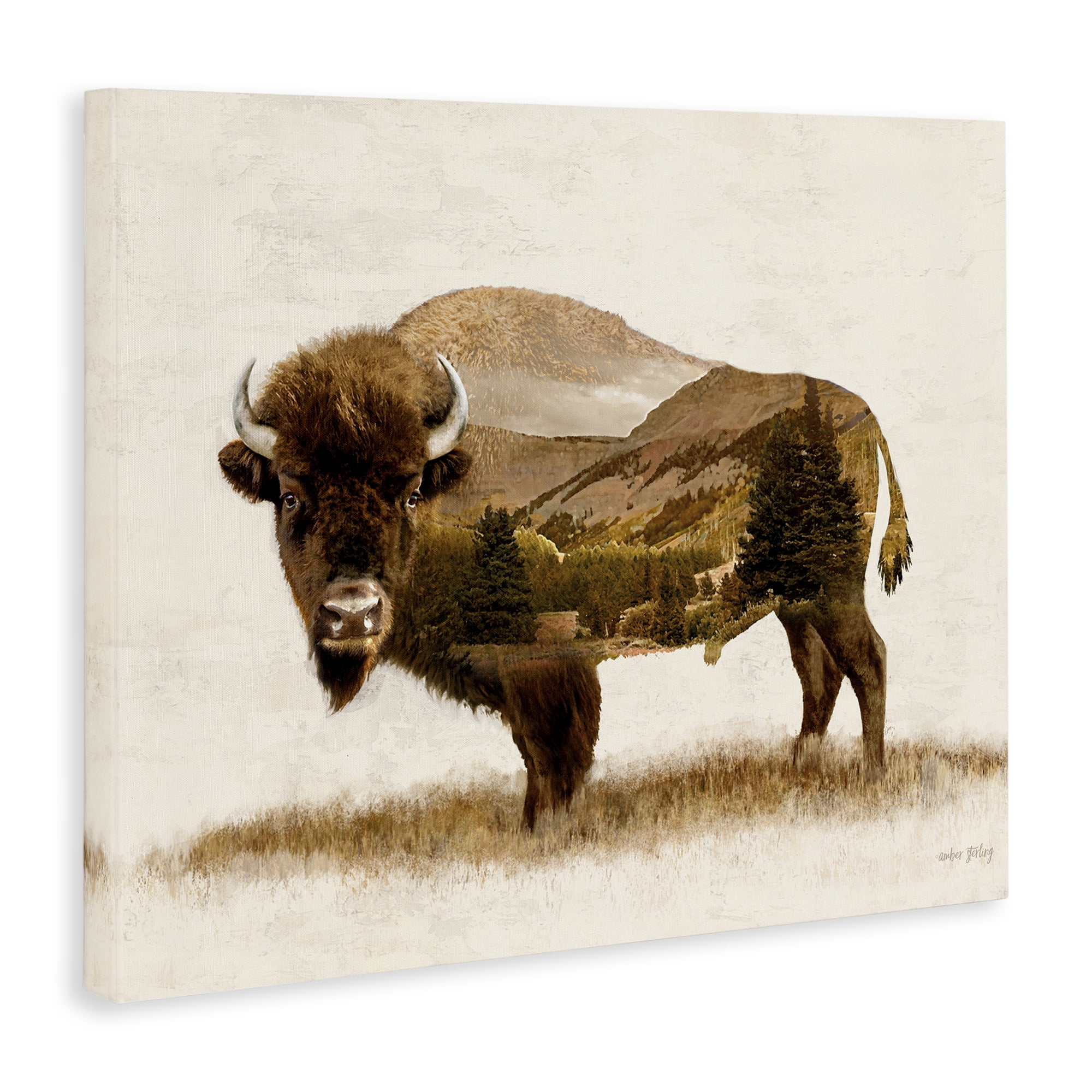 Stupell Industries Nature Patterned Bison Animals & Insects Painting Gallery Wrapped Canvas Art Print Wall Art, 40 x 30