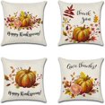 thumbnail image 1 of Ensemble de 4 Housses de Coussin Thème Automne Coton Lin, 1 of 1