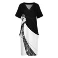 thumbnail image 4 of Aubrey Beardsley La bailarina (c. 1983) con vestido negro holgado con bolsillos. Vestidos de noche para mujer. Ropa para mujer., 4 of 7