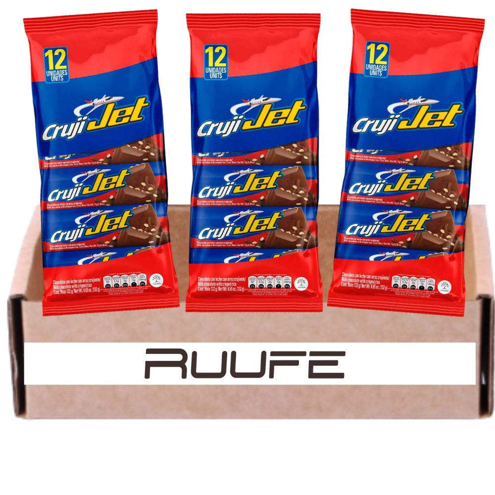 Chocolate Bar with Crunchy Rise (Pck of 3) a colombian candy chocolate bar Chocolatina Cruji Jet