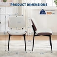 thumbnail image 2 of Dining Chairs Set of 6, Mid-Century Modern Upholstered Retro PU Leather Kitchen Chairs with Walnut Bentwood Back and Metal Legs Adjustable Feet for Kitchen Dining Room, White Shell Strips, 2 of 7