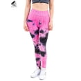 thumbnail image 3 of PULLIMORE Womens High Waisted Leggings Tie Dye Push up Textured Yoga Capri Pants (M, Pink), 3 of 7