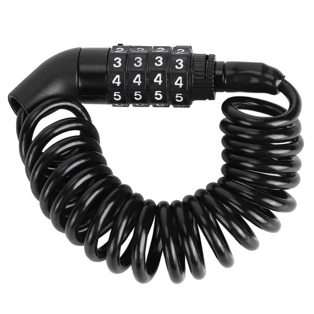 Candado universal para casco de motocicleta con cable y combinación de código PIN, mosquetón de bloqueo, color negro