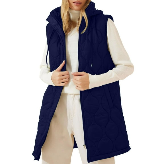 Puffer Vest for Women Casual Sleeveless Hooded Puffer Jacket Lightweight Quilted Jackets Winter Warm Zip Up Coat