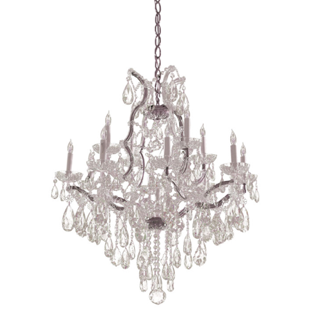 

Polished Chrome Tone Finish Chandeliers 28 Wide Glass Material Candelabra 13 Light Fixture