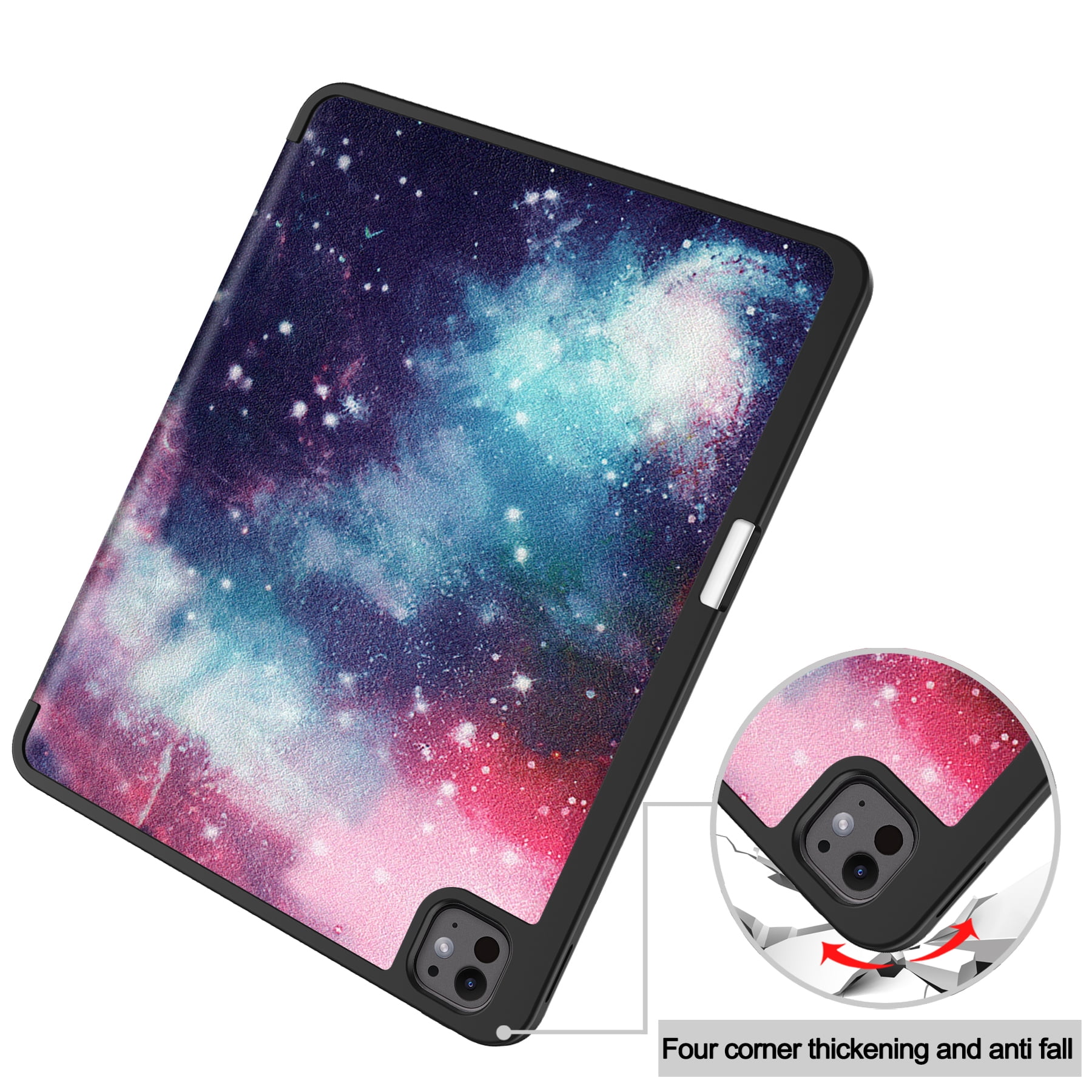 Dteck for iPad Pro 13 Inch 2024 Case with Pencil Holder, Slim Trifold Stand Case for iPad Pro 13" (M4) 2024,Galaxy