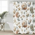 thumbnail image 2 of 54x78 Inch Shower Curtain Decorative Seashell Coastal Bathtub Bath Curtains Fabric Waterproof Bathroom Decor Summer Beach Ocean Starfish Watercolor Small Stall Shower Curtain Set with 12 Hooks, 2 of 6