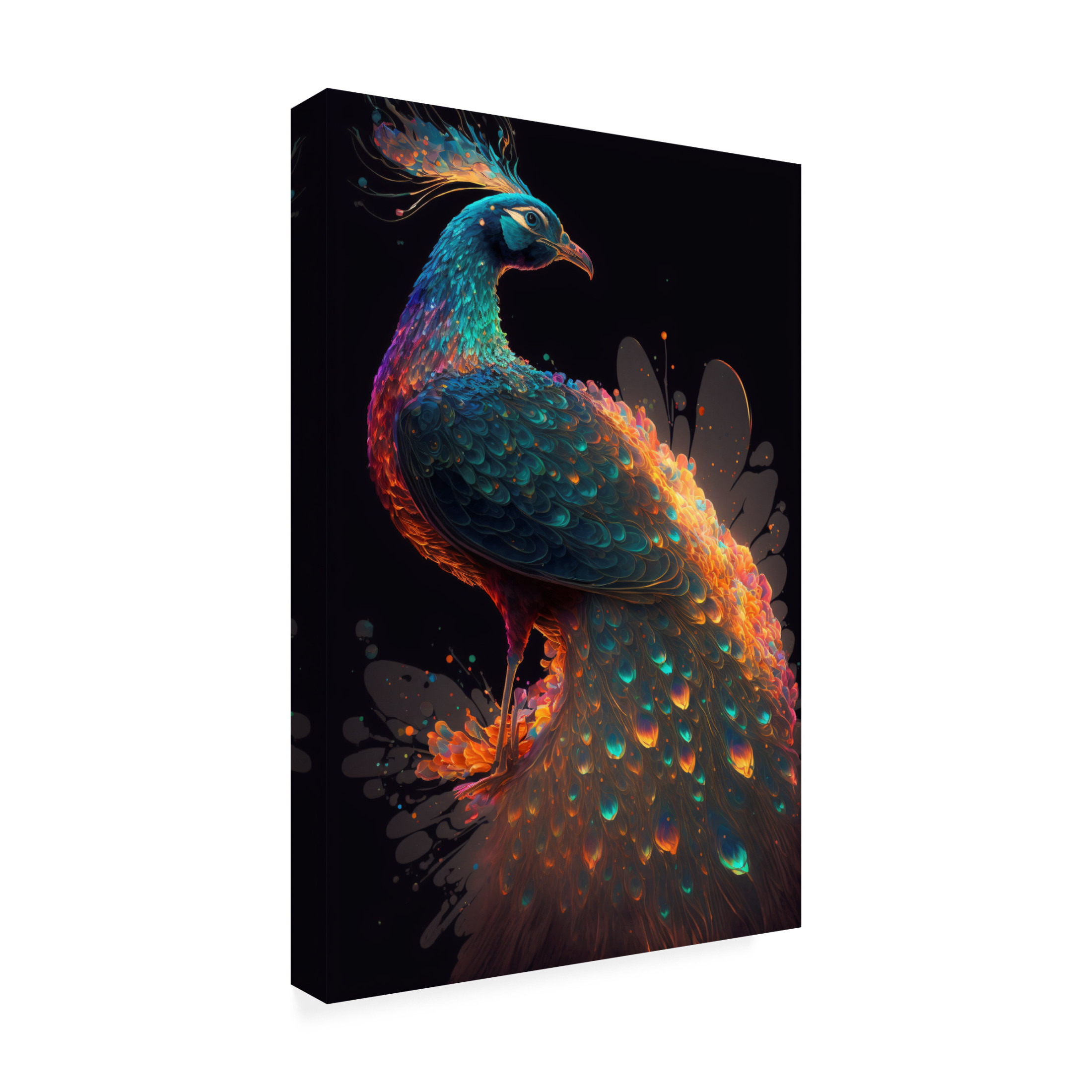 Canvas Wall Art - Ray Heere 'Proud Peacocks 8' Wall Art for Living Room, Bedroom, or Office Décor by Trademark Fine Art - 16 x 24 Inches