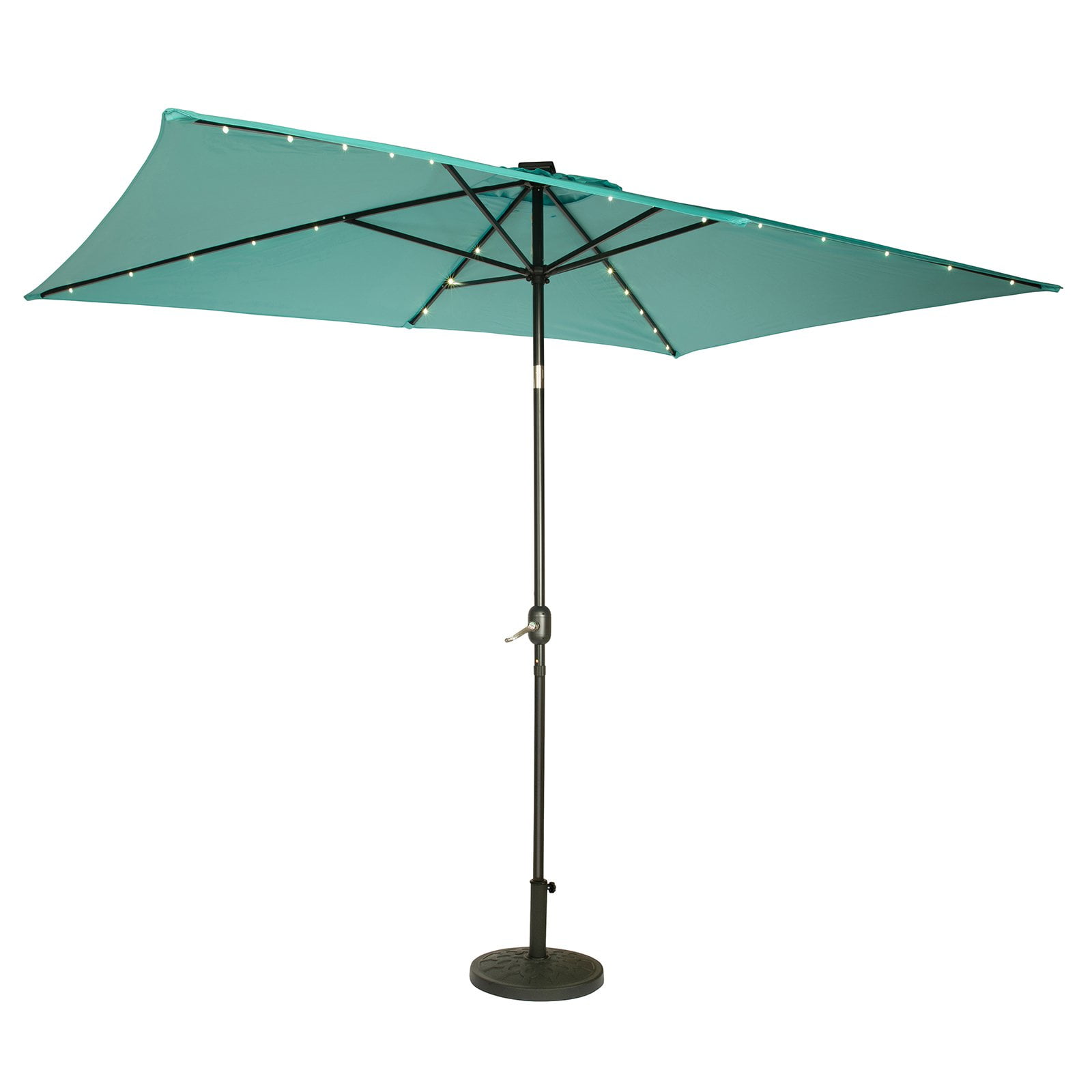 Rectangular Solar Powered Led Lighted Patio Umbrella 10 X 6 5 By Trademark Innovations Teal