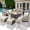 Beige, variant on Ovios 9 Pieces Outdoor Patio Furniture with Gas Propane Fire Pit Table All-Weather Rattan Wicker Conversation Set with Swivel Rocking Chair & Ottoman for Backyard