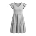 thumbnail image 6 of Womens Summer Casual Dresses V Neck Ruffle Cap Sleeve with Pockets Tiered Pleated Flowy Lounge Vacation Mini Dress,Sizes S-2XL, 6 of 6