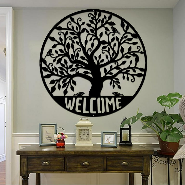 Personalized Tree Of Life Metal Sign – Custom Family Name Welcome Sign For Door, Wall, Or Garden (Housewarming Gift)