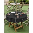 thumbnail image 4 of Outdoor Tablecloth with Umbrella Hole for Patio/Picnic/Party/Camping, Black Modern Waterproof Table Cloth Round Cover Washable, Farmhouse Rabbit Abstract Art (Dia 54"), 4 of 8