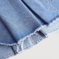 thumbnail image 3 of GiLiling Girls Denim Pleated Skirts Elastic Waist Mini Skirt with Frayed Hem Casual Flared Skirt Summer Daily Wear (Light Blue, 12-13 Years), 3 of 8